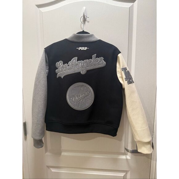 MLB LA Dodgers Reverse French Terry Women’s Block Wool Varsity Jacket M NWT - Picture 3 of 5
